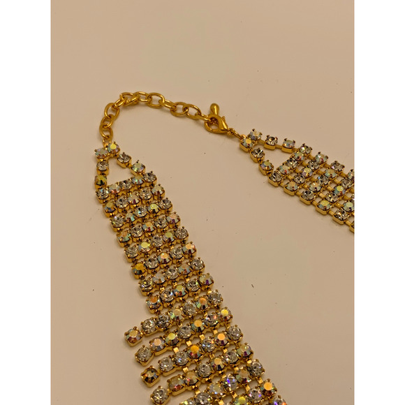 1970's VTG Las Vegas SHOWGIRL STAGE Rhinestone Choker AURORA BOREALIS - Picture 9 of 11